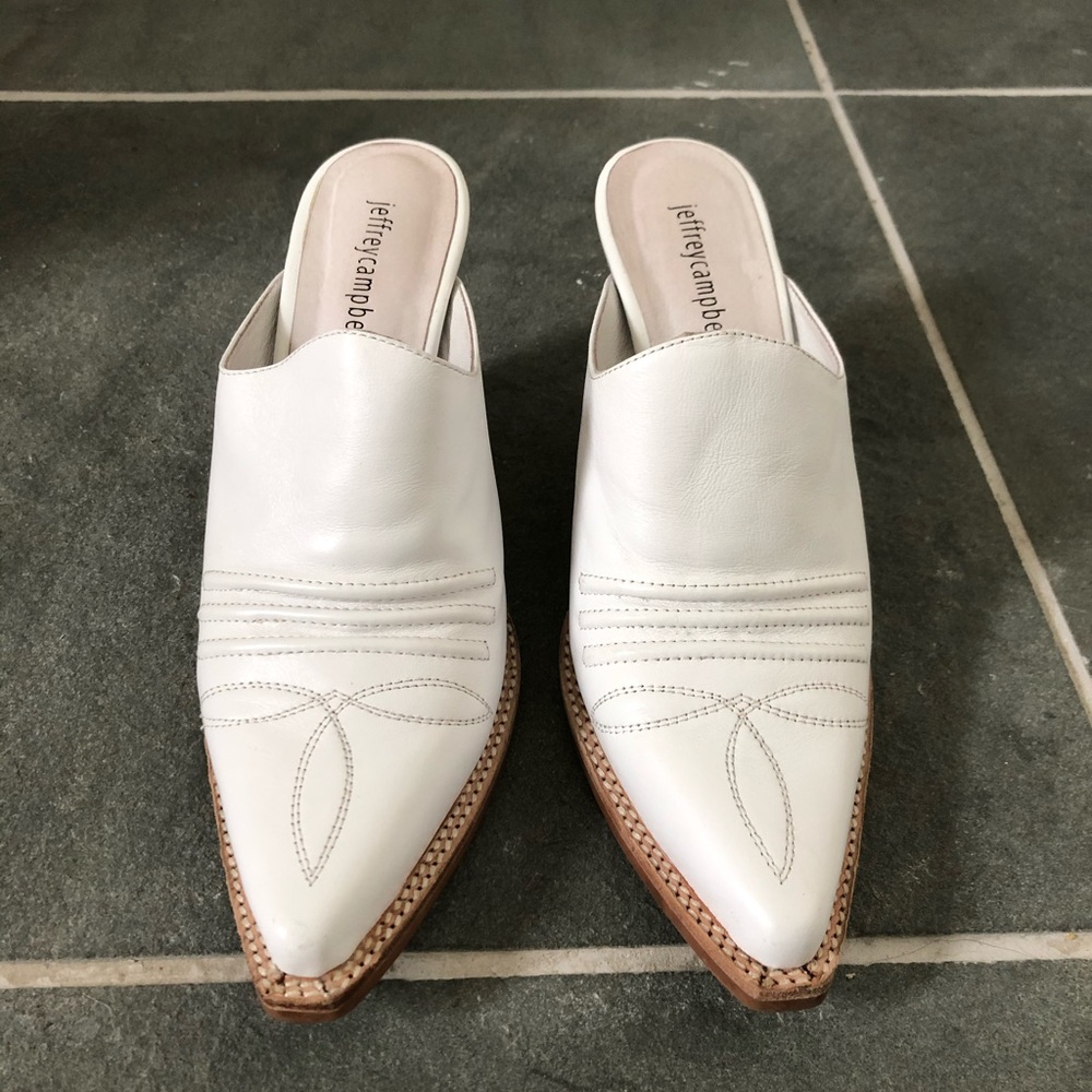 Jeffrey Campbell White Western Heeled Mule